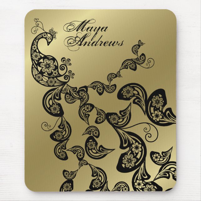 Tapis De Souris Cadeau fait sur commande Mousepad de paon d'or (Devant)