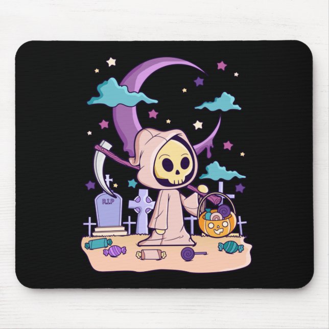 Tapis De Souris Cadeau Halloween Horror Pastel Goth Déplaisant Kaw (Devant)