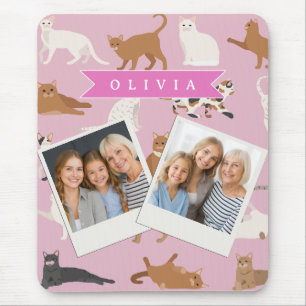 Tapis De Souris Cadeau Personnalisé Motif de Chat Rose Mignon pour
