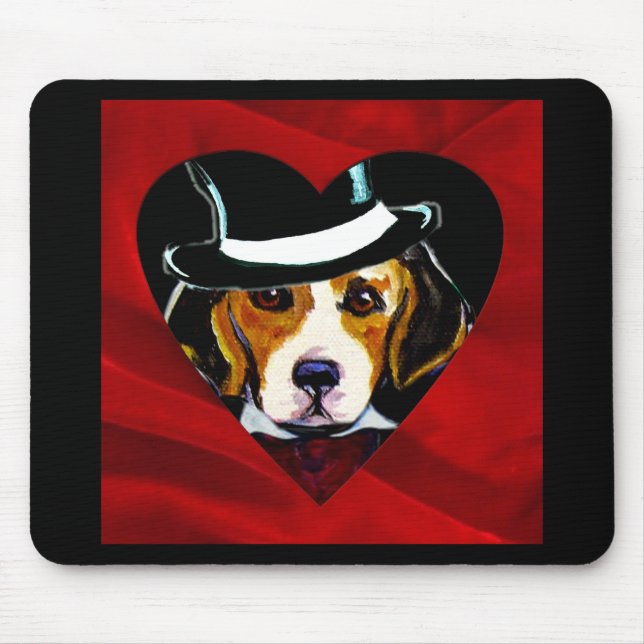 Tapis De Souris Cadeaux beagle Valentine (Devant)
