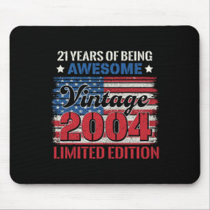 Tapis De Souris Cadeaux de 21 ans 21e anniversaire Drapeau américa