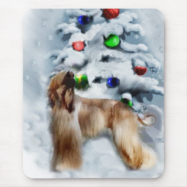 Tapis De Souris Cadeaux de Noël de Hound Afghanistan (Devant)