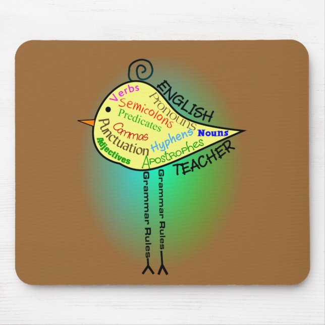 Tapis De Souris Cadeaux de "oiseau de grammaire" de professeur (Devant)