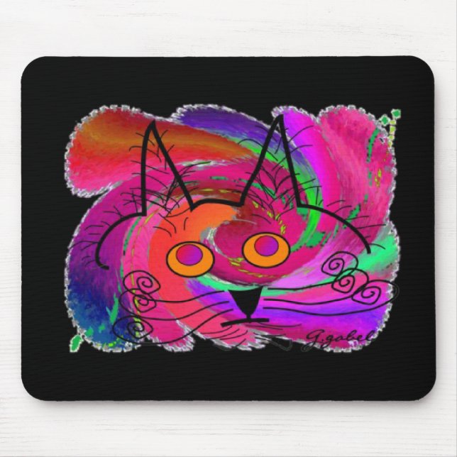 Tapis De Souris Cadeaux noirs d'art d'amoureux de les chats (Devant)