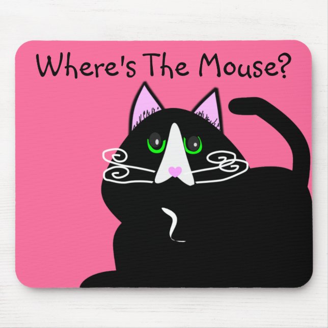 Tapis De Souris Cadeaux noirs d'art d'amoureux de les chats (Devant)