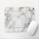 Tapis De Souris Cadre bordure or en pierre de marbre blanc et gris (Avec souris)
