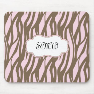 Tapis De Souris Cadre de monogramme rose et Brown