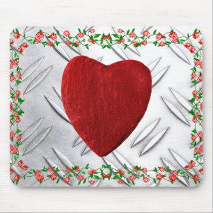 Tapis De Souris Cadre de rose avec coeur