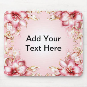 Tapis De Souris Cadre floral élégant avec motifs de lys rose