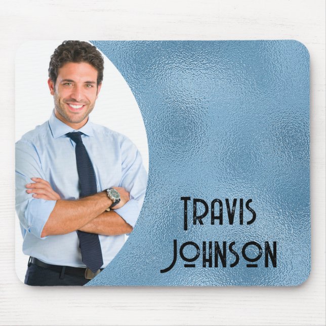 Tapis De Souris Cadre photo en verre bleu (Devant)