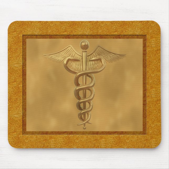 Tapis De Souris Caducée Médicale d'or (Devant)