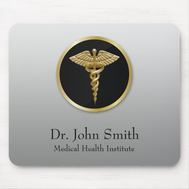 Tapis De Souris Caducée Médicale professionnel d'or - Mousepad (Devant)