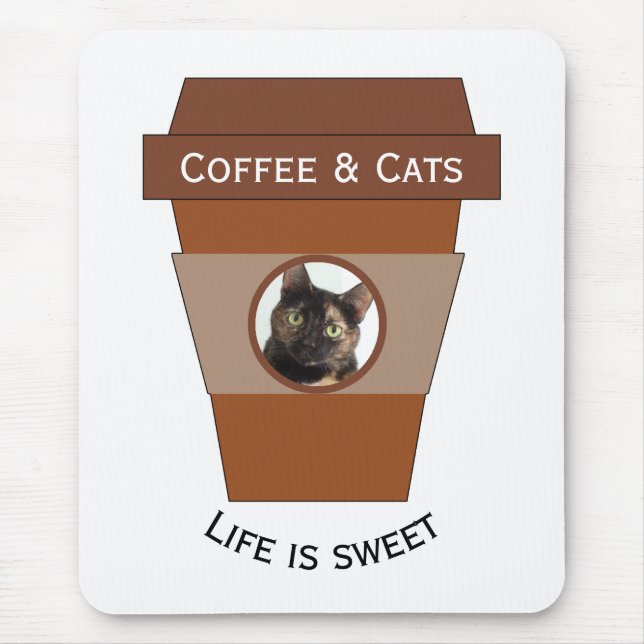 Tapis De Souris Café et chats personnalisables - La vie est douce (Devant)