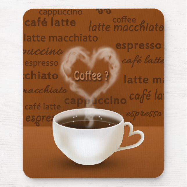 Tapis De Souris Café ? Fumée en forme de coeur (Devant)