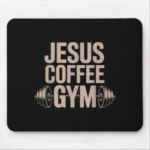 Tapis De Souris Café Jésus Gym Drôle de travail chrétien Barbell C