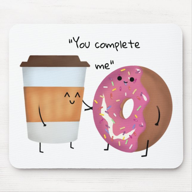 Tapis De Souris Café mignon et Donut Complet Couple (Devant)
