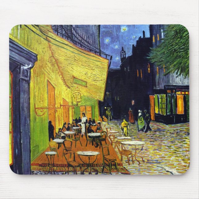 Tapis De Souris Café Terrasse le soir (Devant)