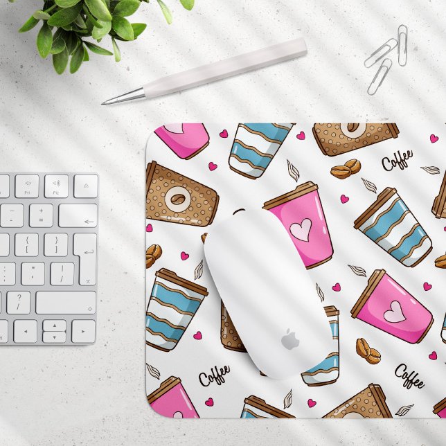 Tapis De Souris Cafés, Haricots, Coeurs, Amateur De Café (Créateur téléchargé)