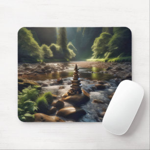 Tapis De Souris Cairn de la rivière de pierre