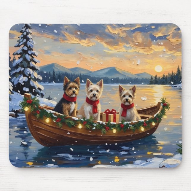 Tapis De Souris Cairn Terrier Christmas Boat Holiday (Devant)