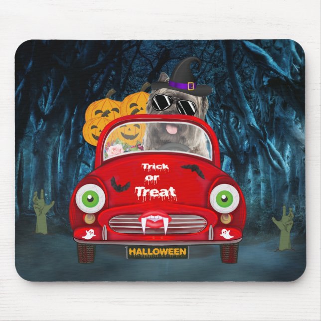 Tapis De Souris Cairn Terrier voiture de conduite effrayant Hallow (Devant)