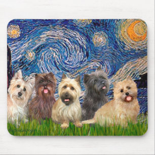 Tapis De Souris Cairn Terriers (Cinq) - Nuit étoilée