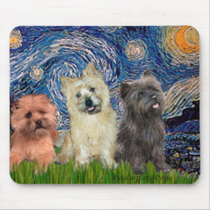 Tapis De Souris Cairn Terriers (trois) - Nuit étoilée