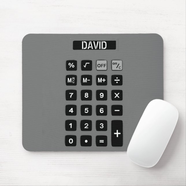 Tapis De Souris Calculateur gris avec nom (Avec souris)