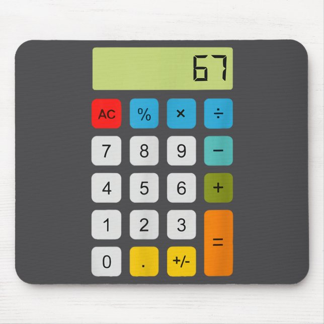 Tapis De Souris Calculator 67 Six Seven Funny Math Meme  (Devant)