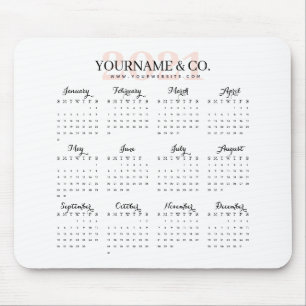 Tapis De Souris Calendar 2021 Business Name Blush