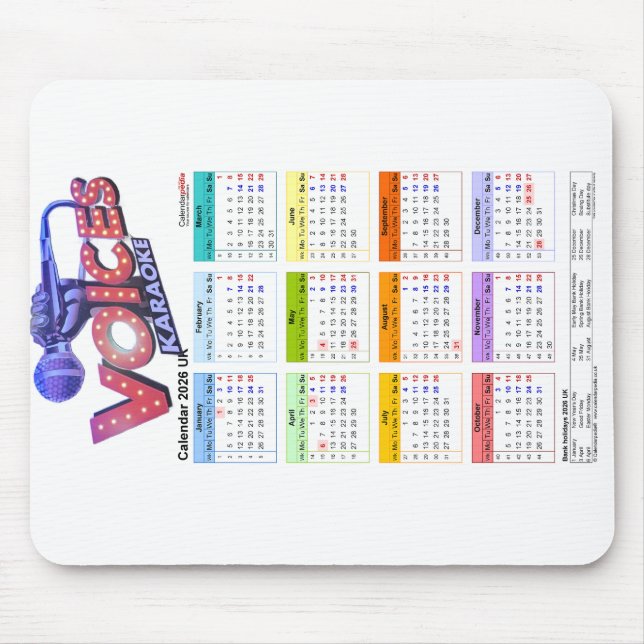 Tapis De Souris Calender 2026 Chemin de mousse. (Devant)
