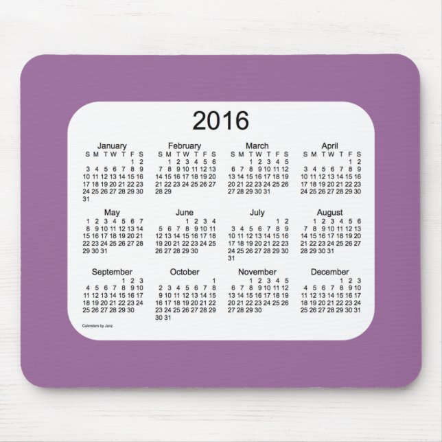 Tapis De Souris Calendrier 2016 de lavande par Janz Mousepad (Devant)