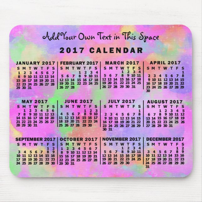 Tapis De Souris Calendrier 2017 (Voir la description pour la nouve (Devant)