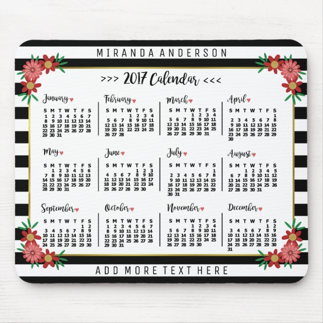 Tapis De Souris Calendrier 2017 (Voir la description pour la nouve (Devant)