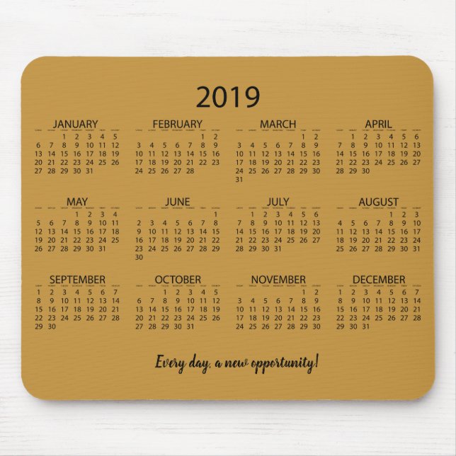 Tapis De Souris Calendrier 2019 (Devant)