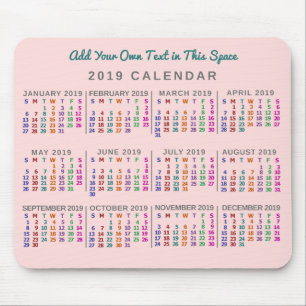 Tapis De Souris Calendrier 2019 (Voir la description pour la nouve