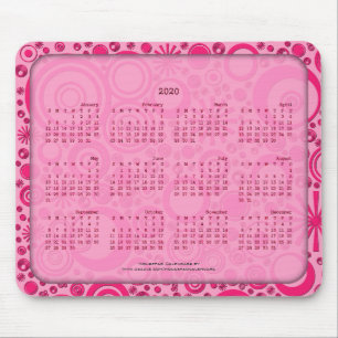 Tapis De Souris Calendrier 2020 Mousepad, Arrondis 2 Tone Rose