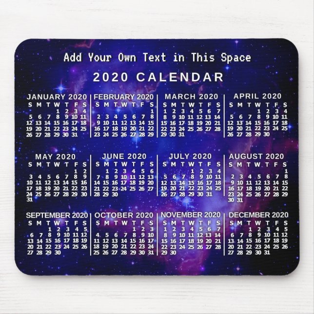 Tapis De Souris Calendrier 2020 (Voir la description pour la nouve (Devant)