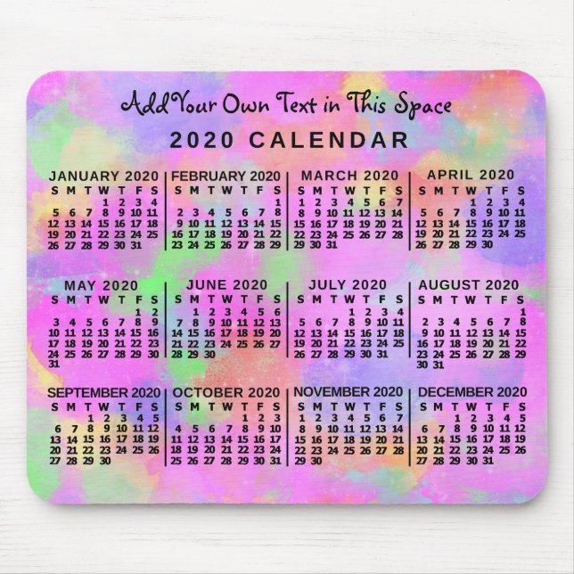 Tapis De Souris Calendrier 2020 (Voir la description pour la nouve (Devant)