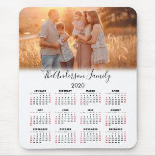 Tapis De Souris Calendrier 2020 Votre photo Nom de famille