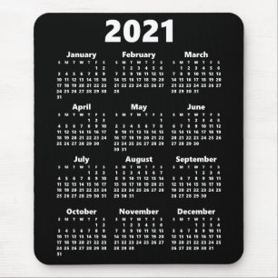 Tapis De Souris Calendrier 2021 Couleur personnalisée Moderne Blac