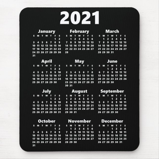 Tapis De Souris Calendrier 2021 Couleur personnalisée Moderne Blac (Devant)