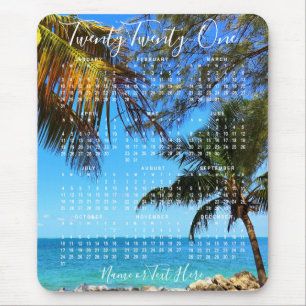 Tapis De Souris Calendrier 2021 Plage tropicale ou votre script ph