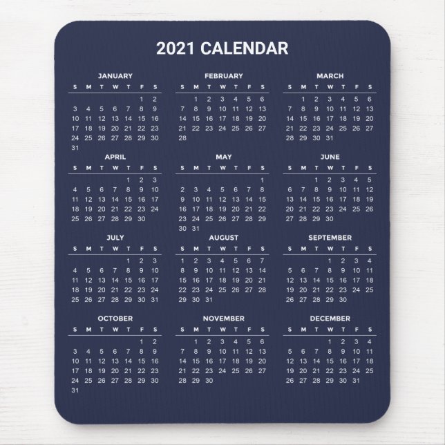 Tapis De Souris Calendrier 2021 simple mais élégant | Mousepad (Devant)