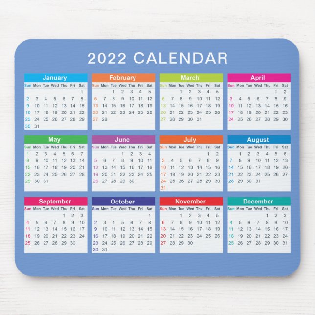 Tapis De Souris Calendrier 2022 simple et joli | Mousepad (Devant)