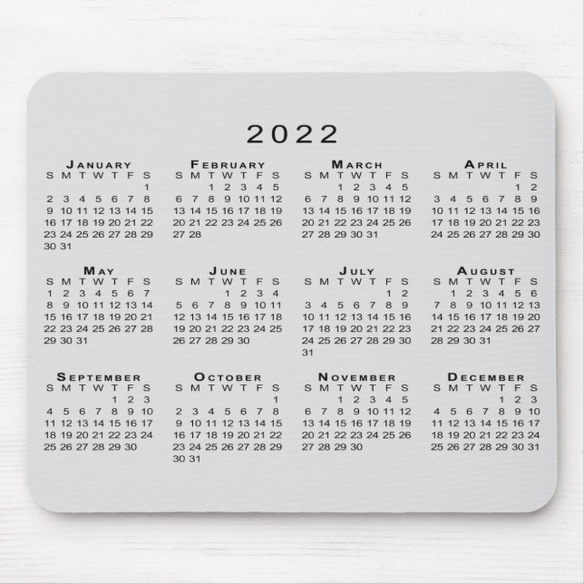 Tapis De Souris Calendrier 2022 Souris gris simple et noir (Devant)