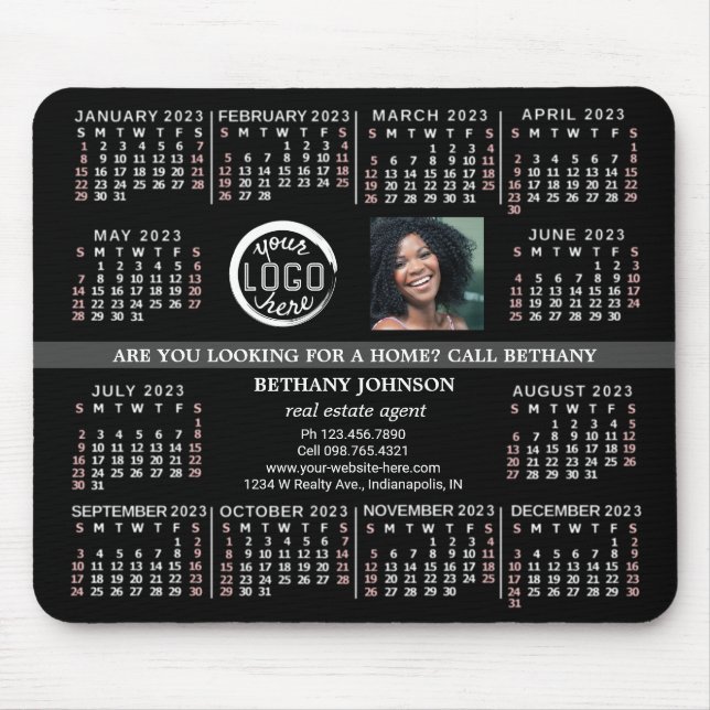 Tapis De Souris Calendrier 2023 Custom Business Logo Photo Texte F (Devant)