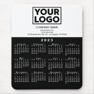 Tapis De Souris Calendrier 2023 Entreprise Logo et texte noir blan