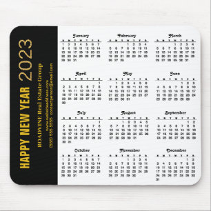Tapis De Souris Calendrier 2023 Gold Script minimaliste Entreprise