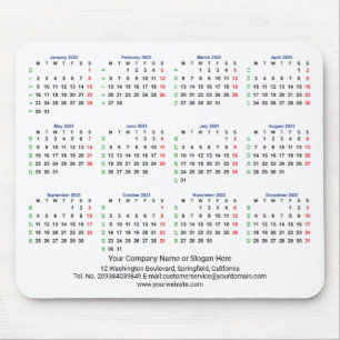 Tapis De Souris Calendrier 2023 LUNDI DÉBUT - Souris ISO Week